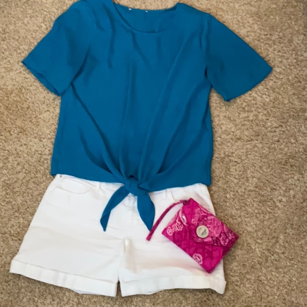 Turquoise Short Sleeve Blouse